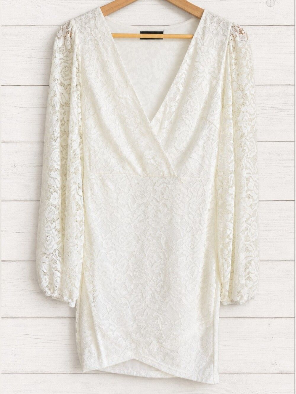 Ivory Lace V-Neck Mini Dress Size M